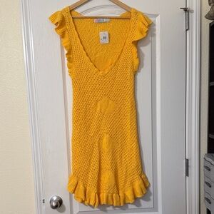 Free people 🌸Yellow Knit Ruffle Dress